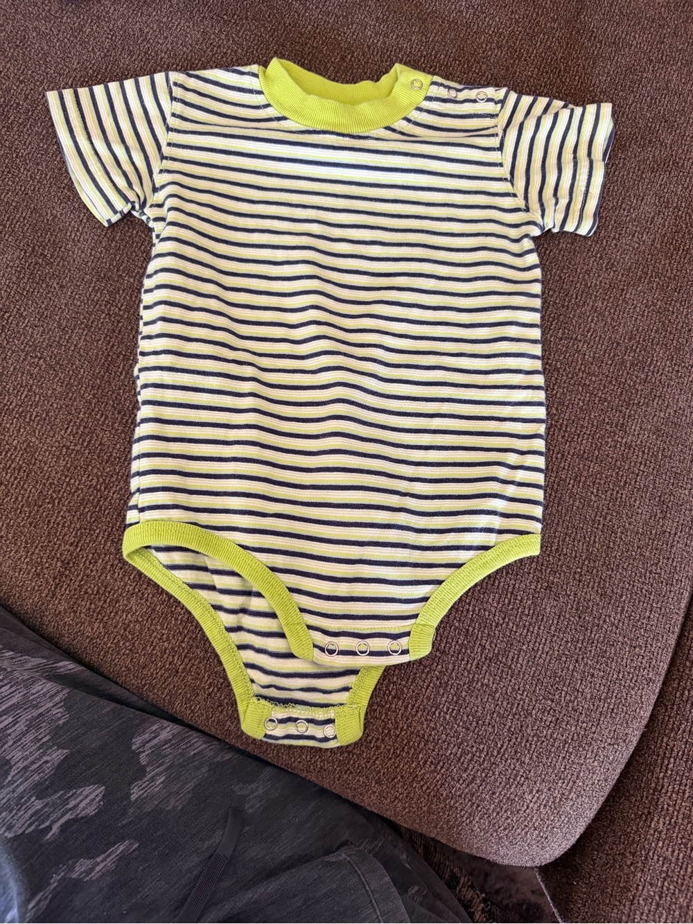 Faded Glory Navy & Lime Striped Baby Bodysuit